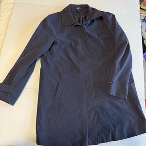 Chaps Navy Blue Trench Coat-hidden button detail